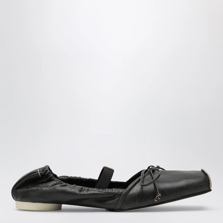 MM6 Maison Margiela - Square-toe ballerinas in brown calfskin leather