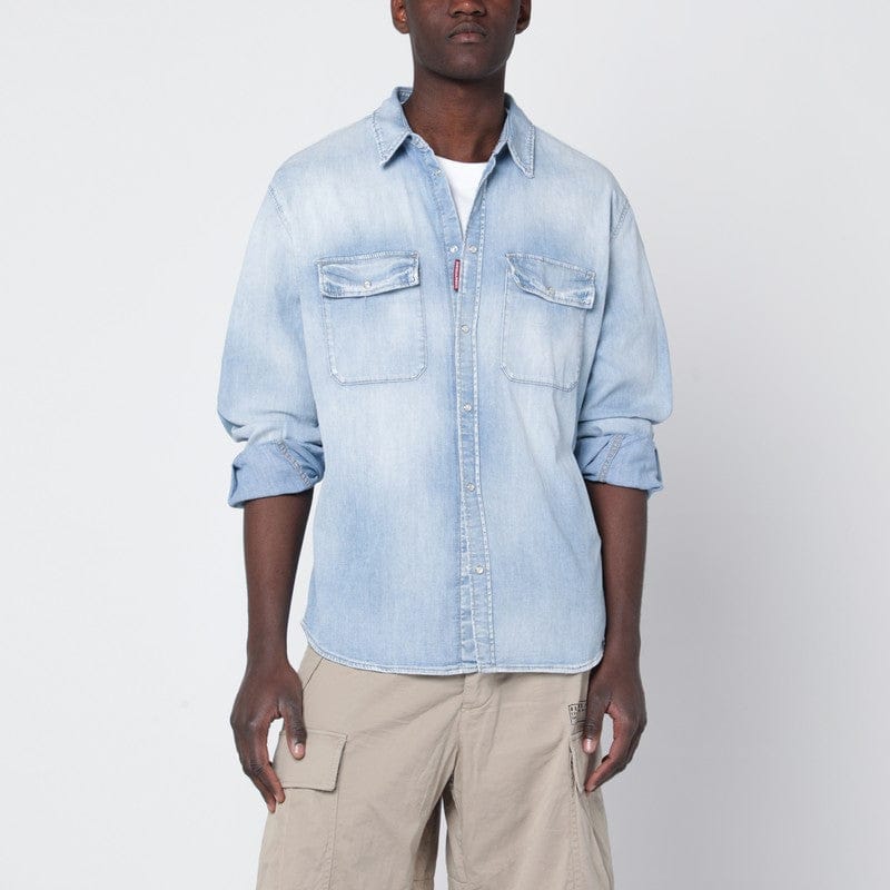 Shirts & Tops Dsquared2 - Light blue washed denim shirt - 48 IT Brand