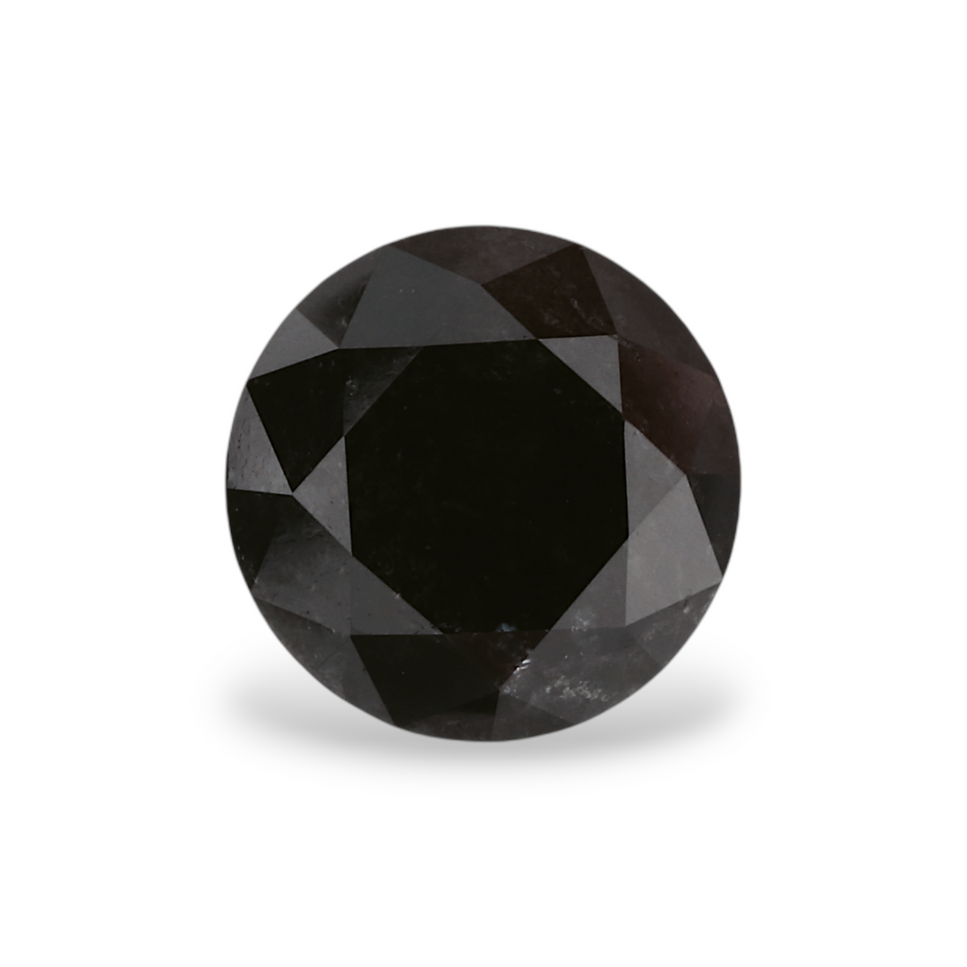 1.75 Carat Natural Black Round Diamond GIA