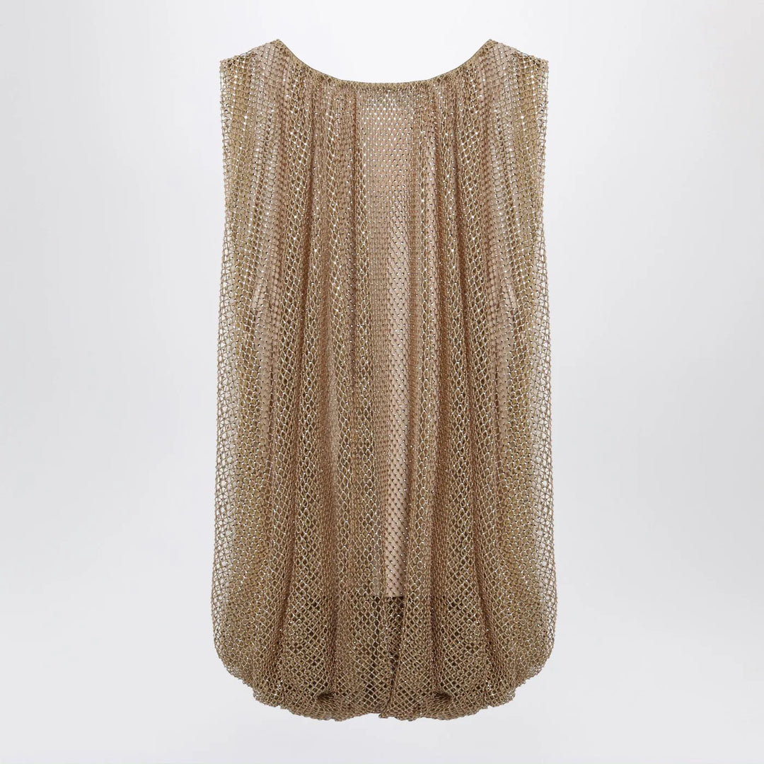 Sportmax - Camel mesh top with crystals
