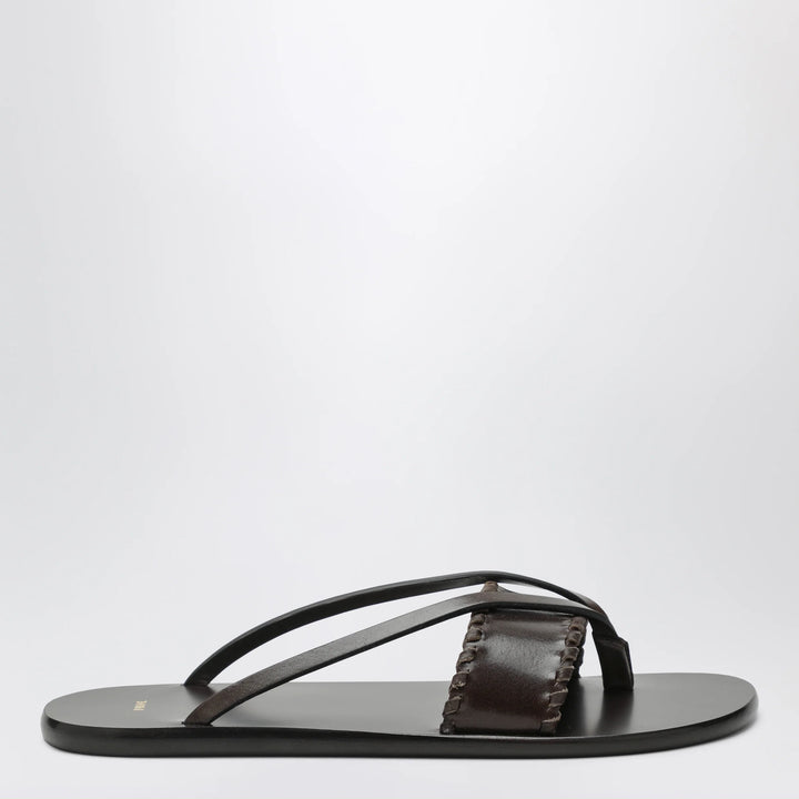Jude - Brown leather flip-flop sandals