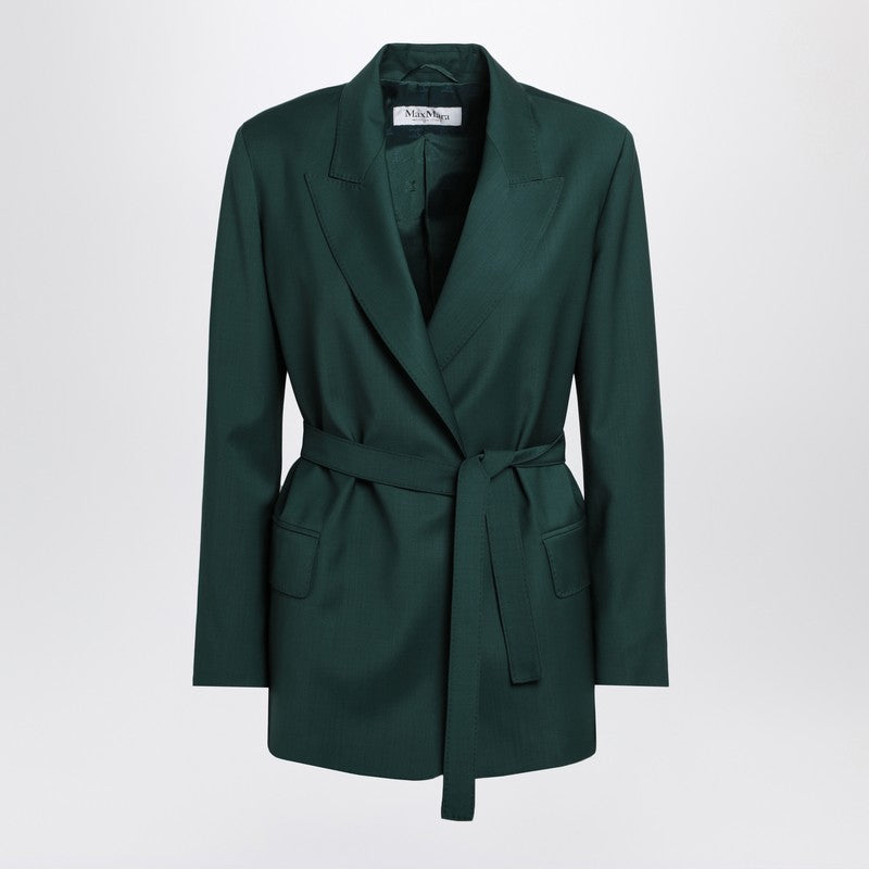 Max Mara Green wool canvas jacket with belt