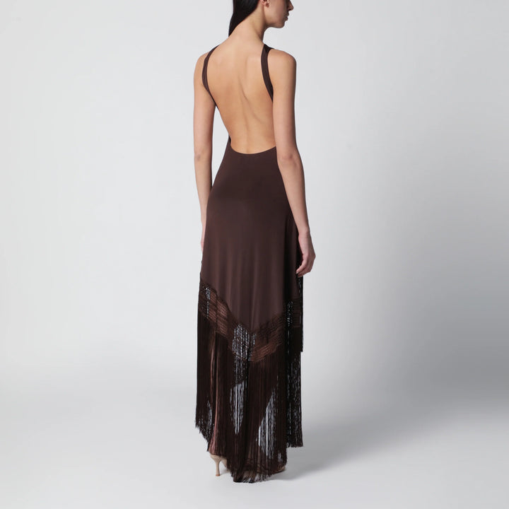 THE ANDAMANE - Marisol sleeveless maxi dress in jersey, dark brown