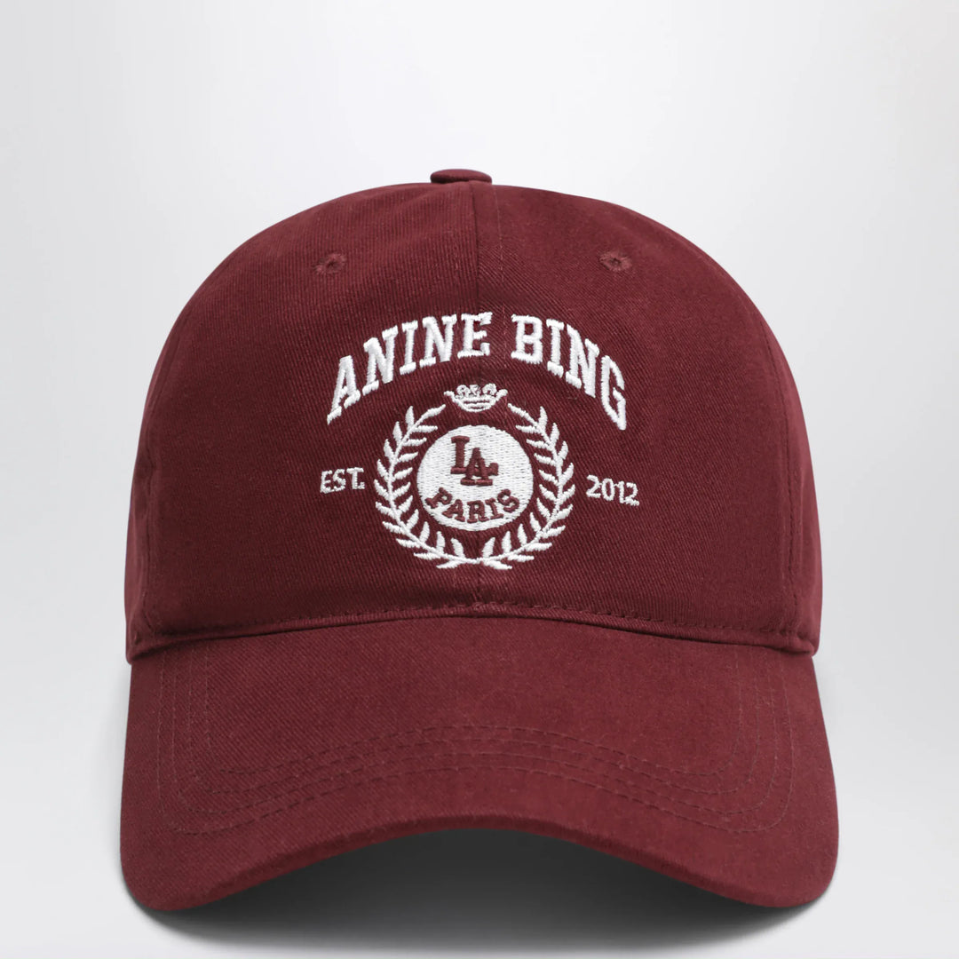 ANINE BING - Burgundy baseball cap with embroidered logo Brand U