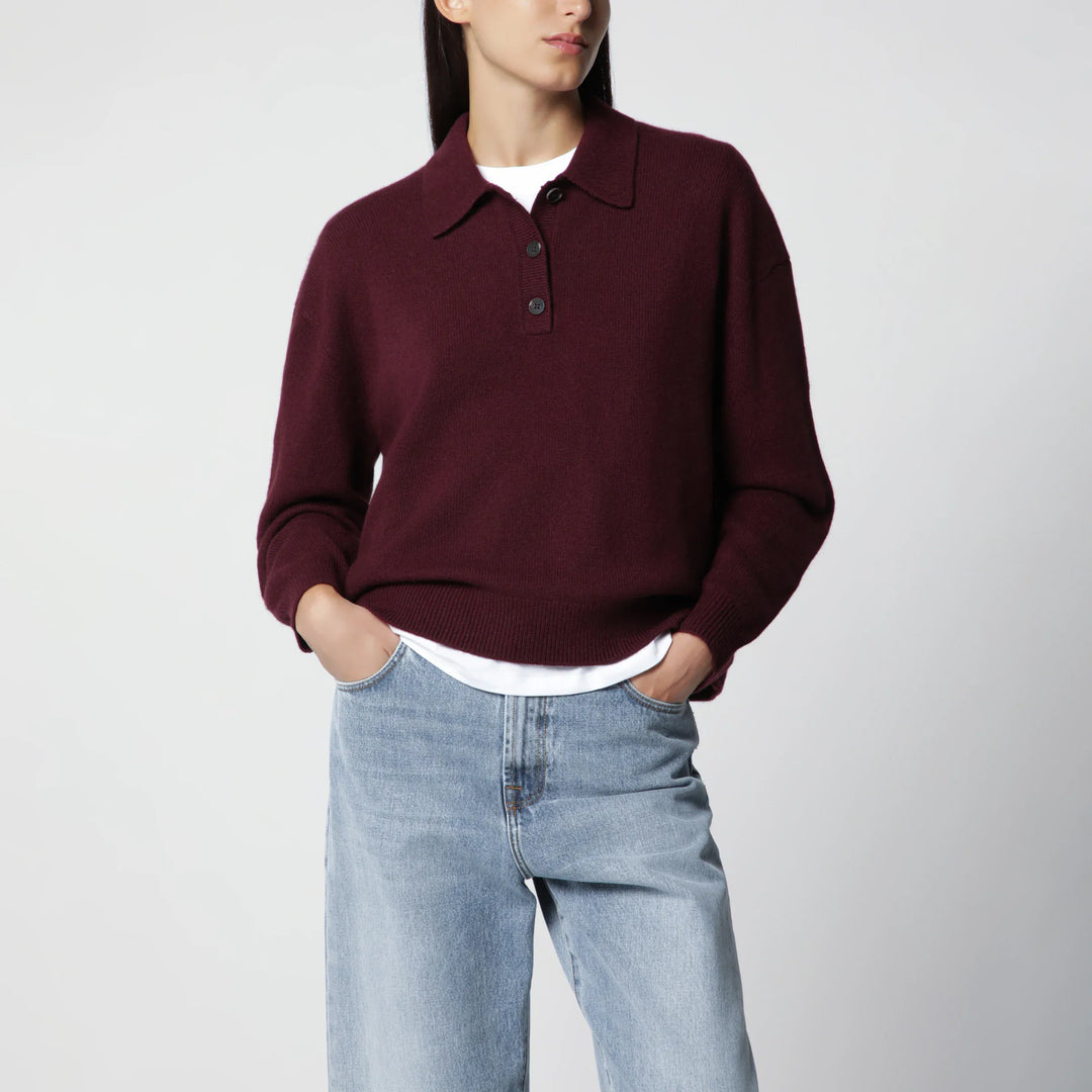 ANINE BING - Burgundy cashmere polo sweater Brand XS
