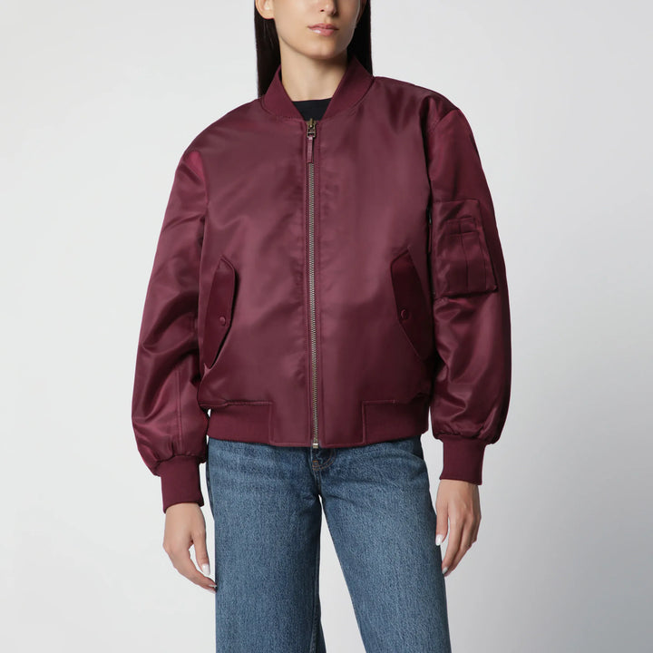 ANINE BING - Leon zip-up bomber jacket in burgundy Brand XS