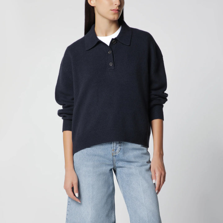 ANINE BING - Navy cashmere polo sweater Brand XS
