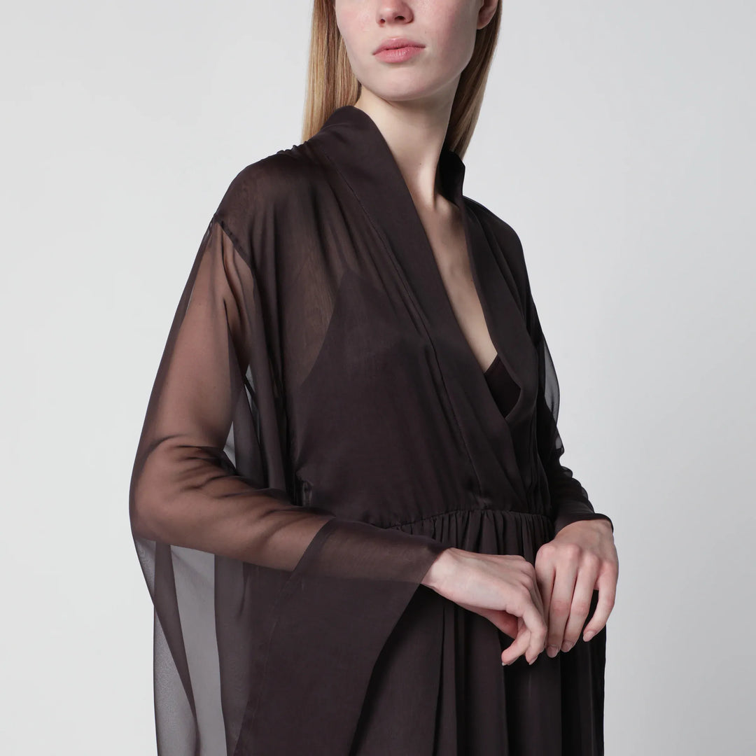 Alberta Ferretti - Long brown silk dress Brand Apparel &amp; Accessories
