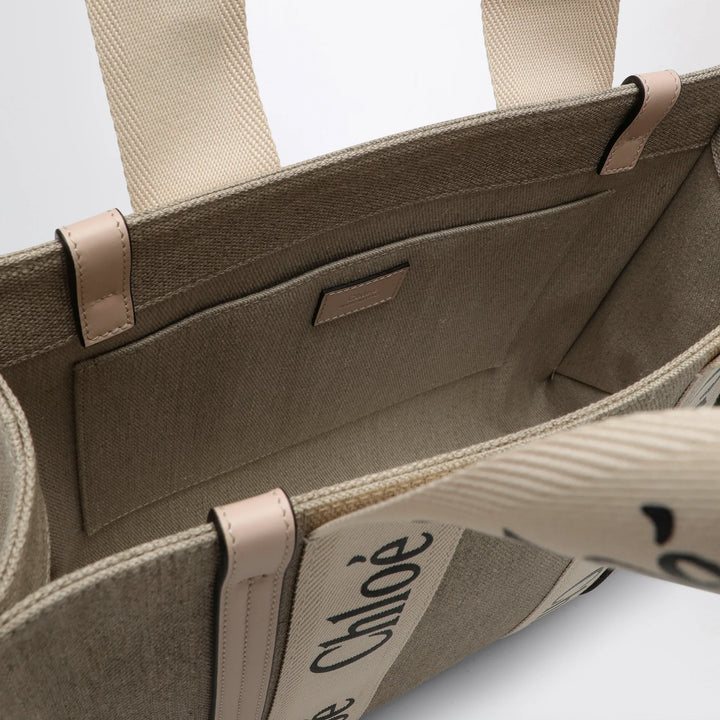 Chloé - Medium Woody tote bag in beige canvas Brand Apparel &amp; Accessories TU