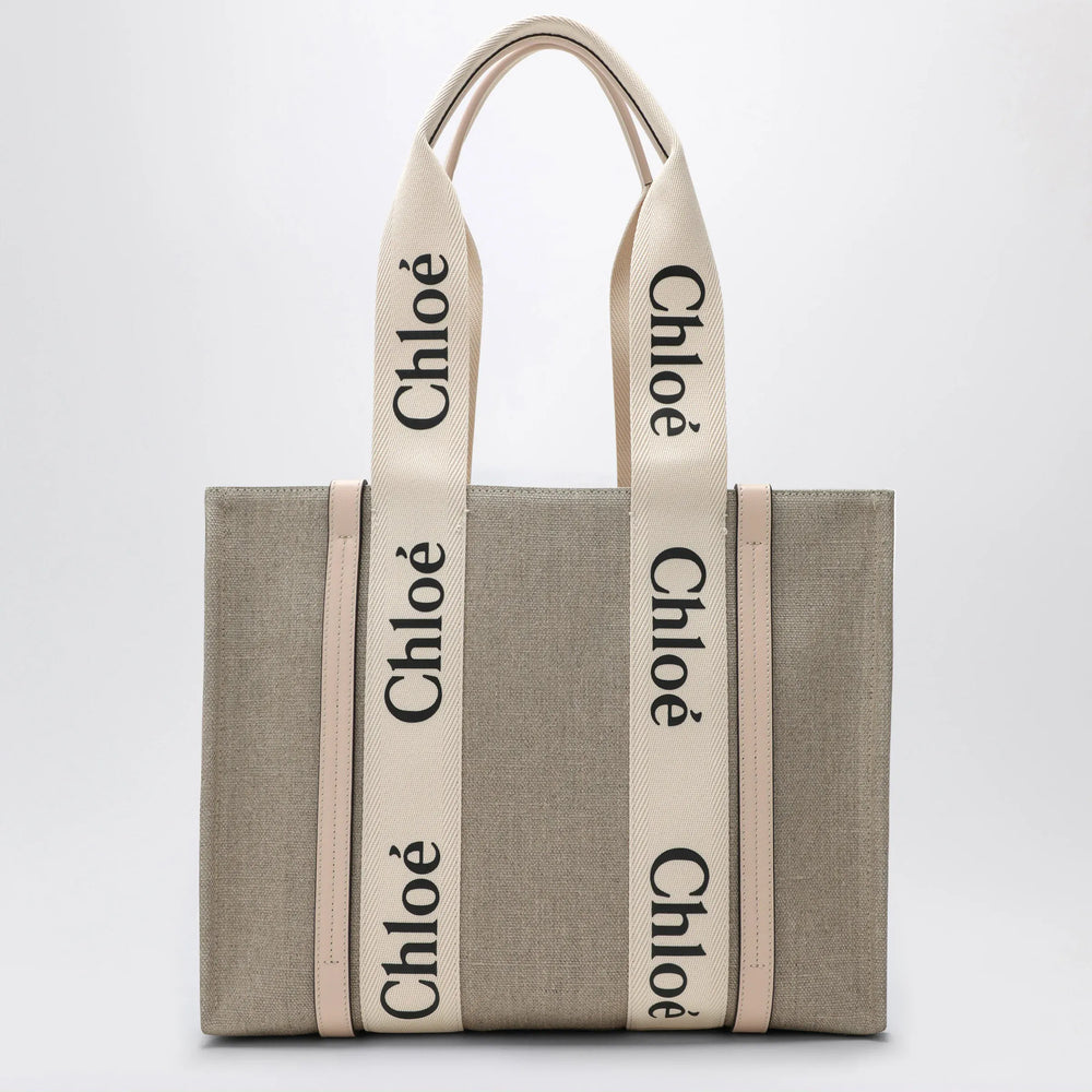 Chloé - Medium Woody tote bag in beige canvas Brand Apparel & Accessories TU