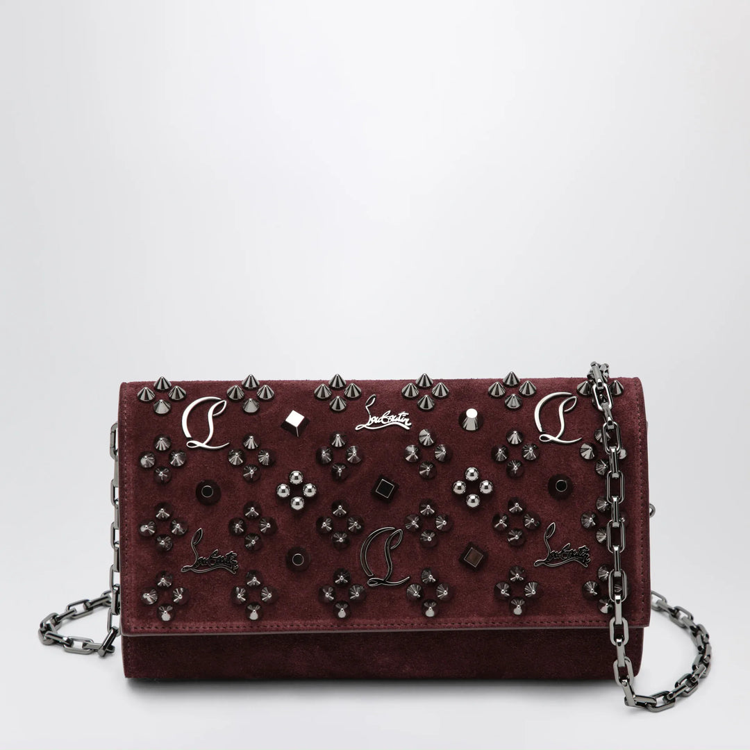 Christian Louboutin - Paloma studded suede wallet on chain Burgundy Brand Apparel &amp; Accessories TU