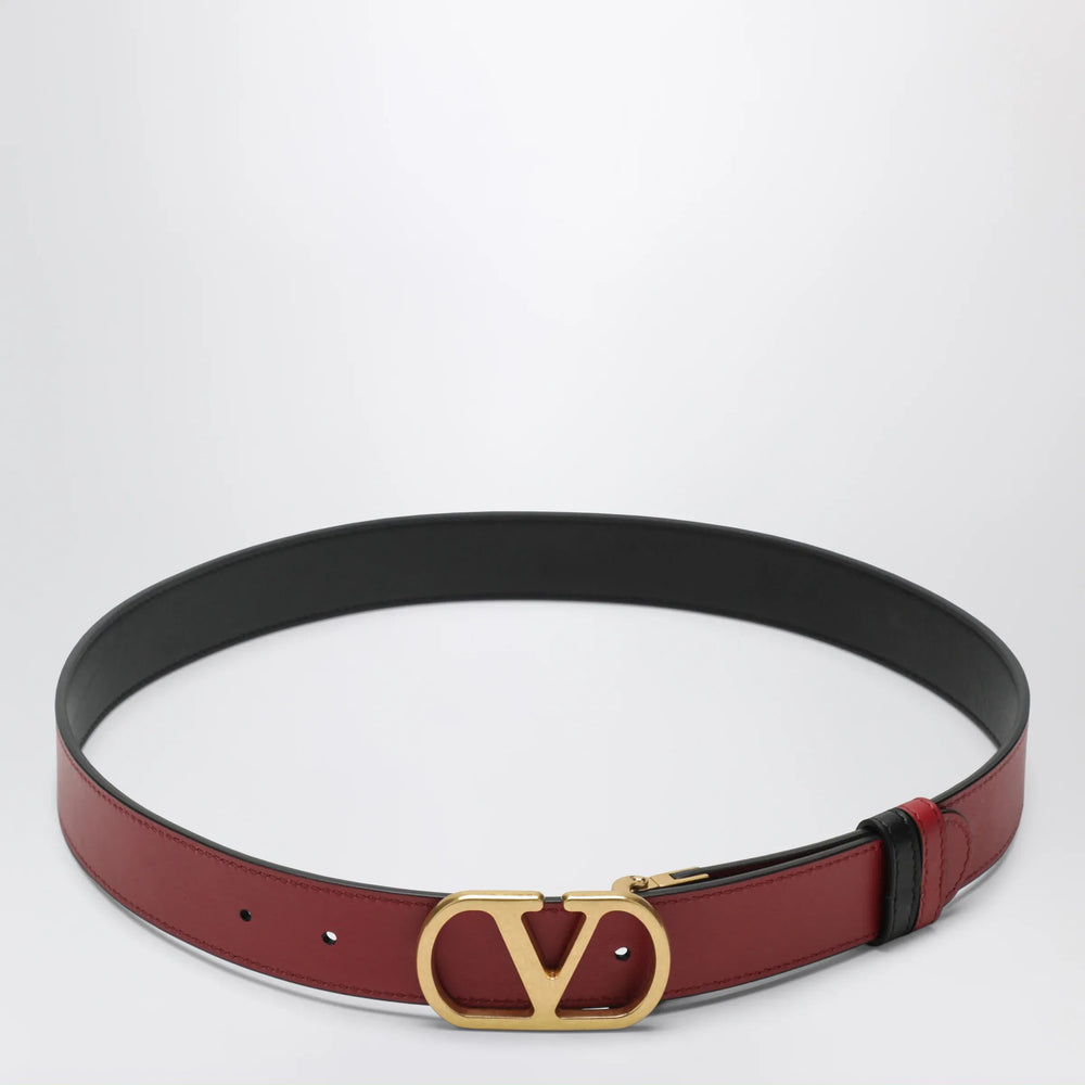 Valentino Garavani - Reversible VLogo Signature belt in glossy calfskin black/red Brand Apparel & Accessories > Clothing Accessories > Belts