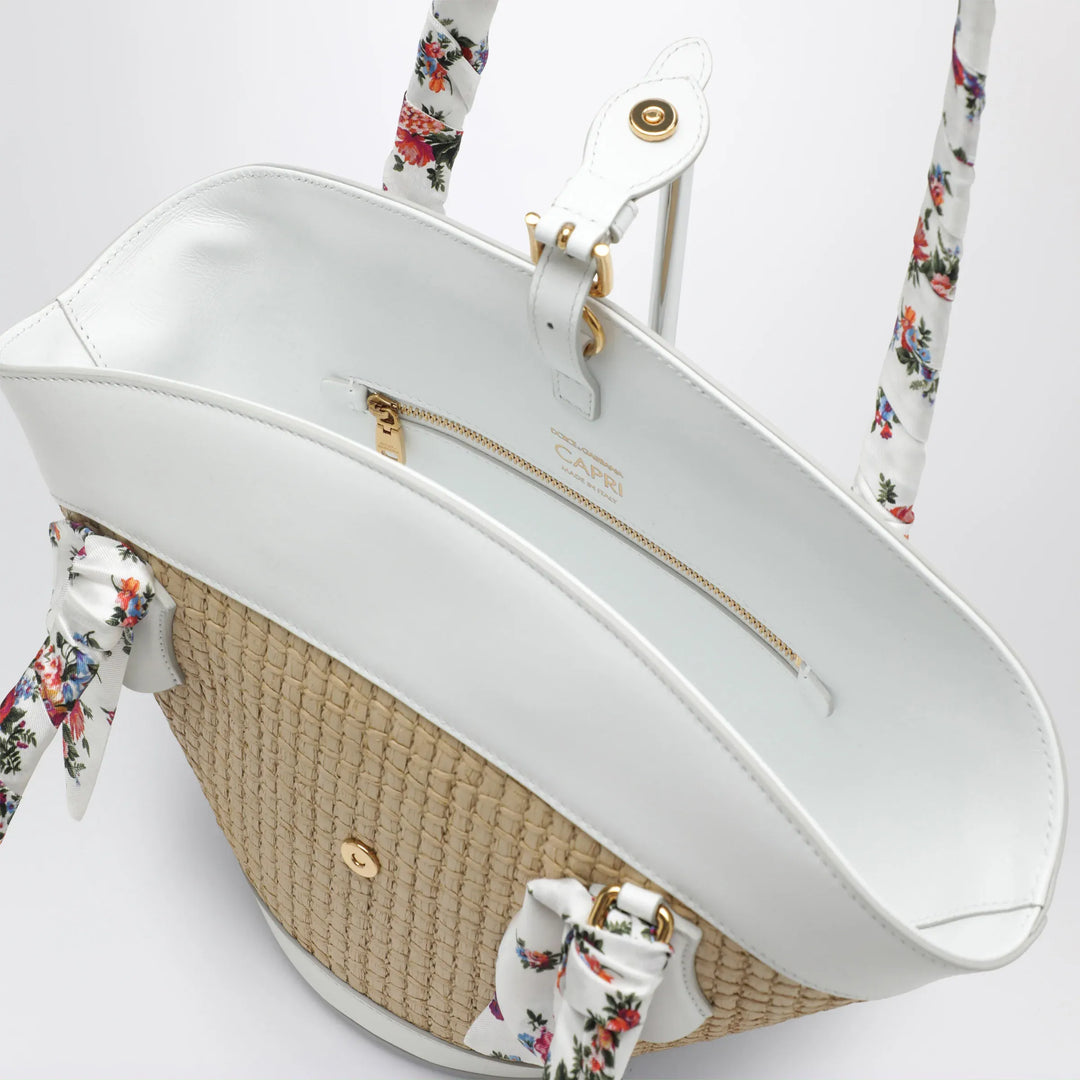 Dolce&amp;Gabbana - Capri raffia coffa bag in cream and white Brand Apparel &amp; Accessories > Clothing Accessories > Hats TU