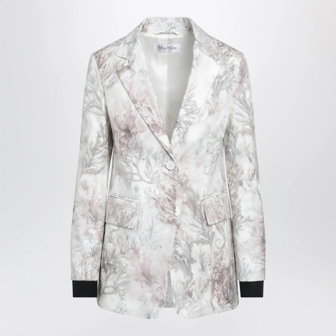 Max Mara - Slim blazer in printed organza and cotton gabardine Brand Apparel & Accessories > Clothing > Outerwear > Coats & Jackets 40  IT