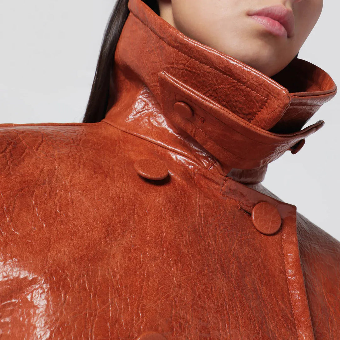THE ANDAMANE - Tan leather-effect belted jacket Brand Apparel &amp; Accessories > Clothing > Outerwear > Coats &amp; Jackets 40  IT