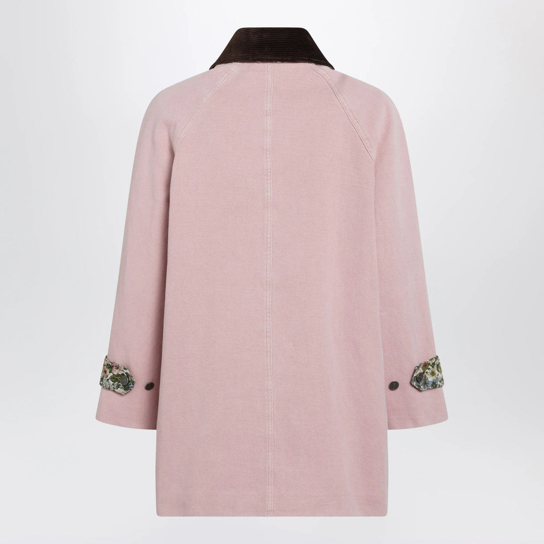 Valentino - Pink denim caban jacket Brand Apparel &amp; Accessories > Clothing > Outerwear > Coats &amp; Jackets 40  IT