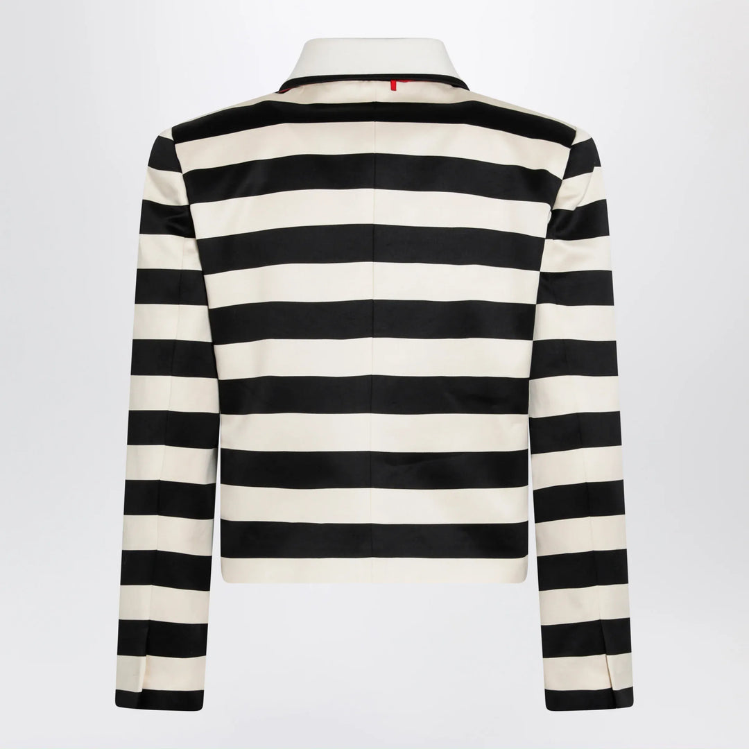 Valentino - Vanilla/black striped jacket with maxi bow Brand Apparel &amp; Accessories > Clothing > Outerwear > Coats &amp; Jackets