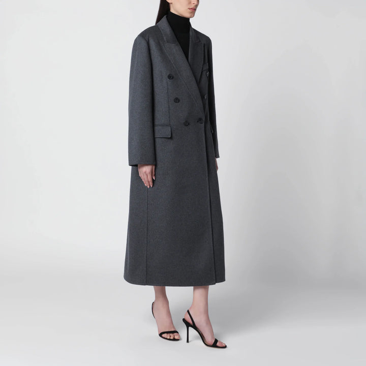 Victoria Beckham - Double-breasted coat in grey mélange wool and cashmere Brand Apparel &amp; Accessories > Clothing > Outerwear > Coats &amp; Jackets 6 UK