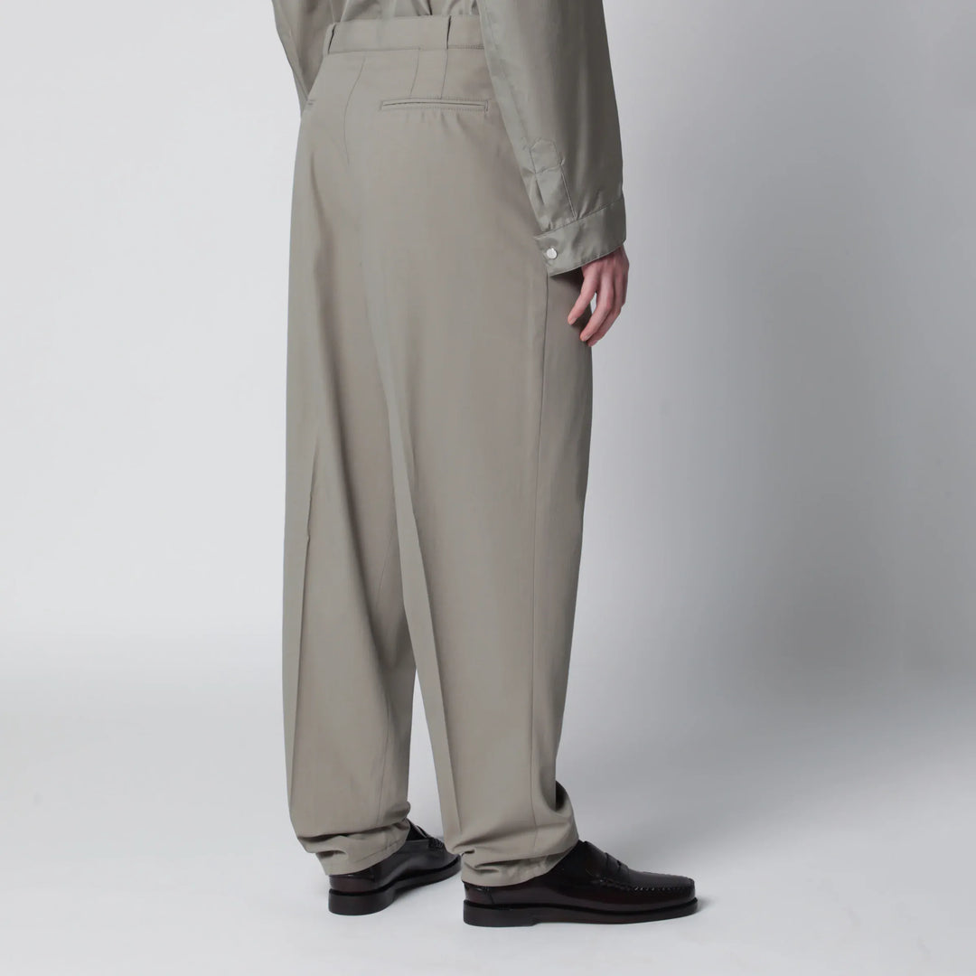 Brunello Cucinelli - Twill cotton trousers with pleats in khaki Brand Apparel &amp; Accessories > Clothing > Pants