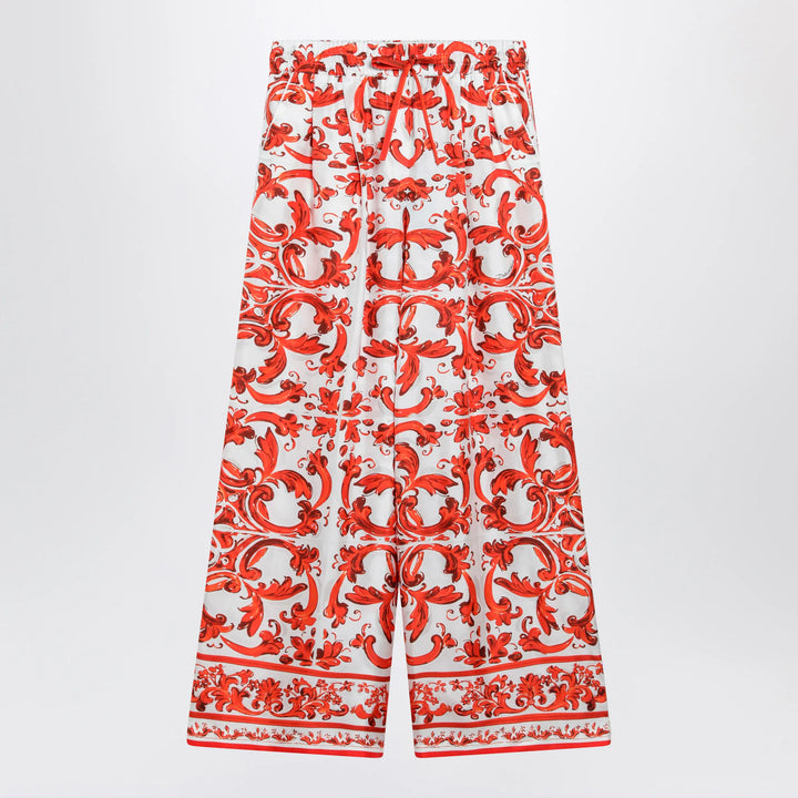 Dolce&amp;Gabbana - Wide-leg maiolica-print silk pants in orange Brand Apparel &amp; Accessories > Clothing > Pants