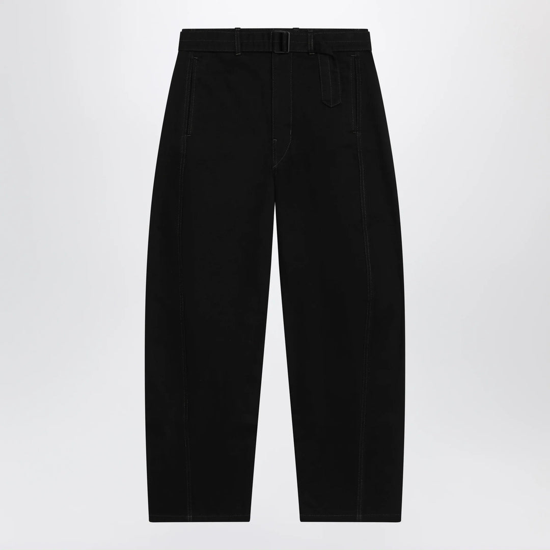 LEMAIRE - Black cotton trousers with belt Brand Apparel &amp; Accessories > Clothing > Pants