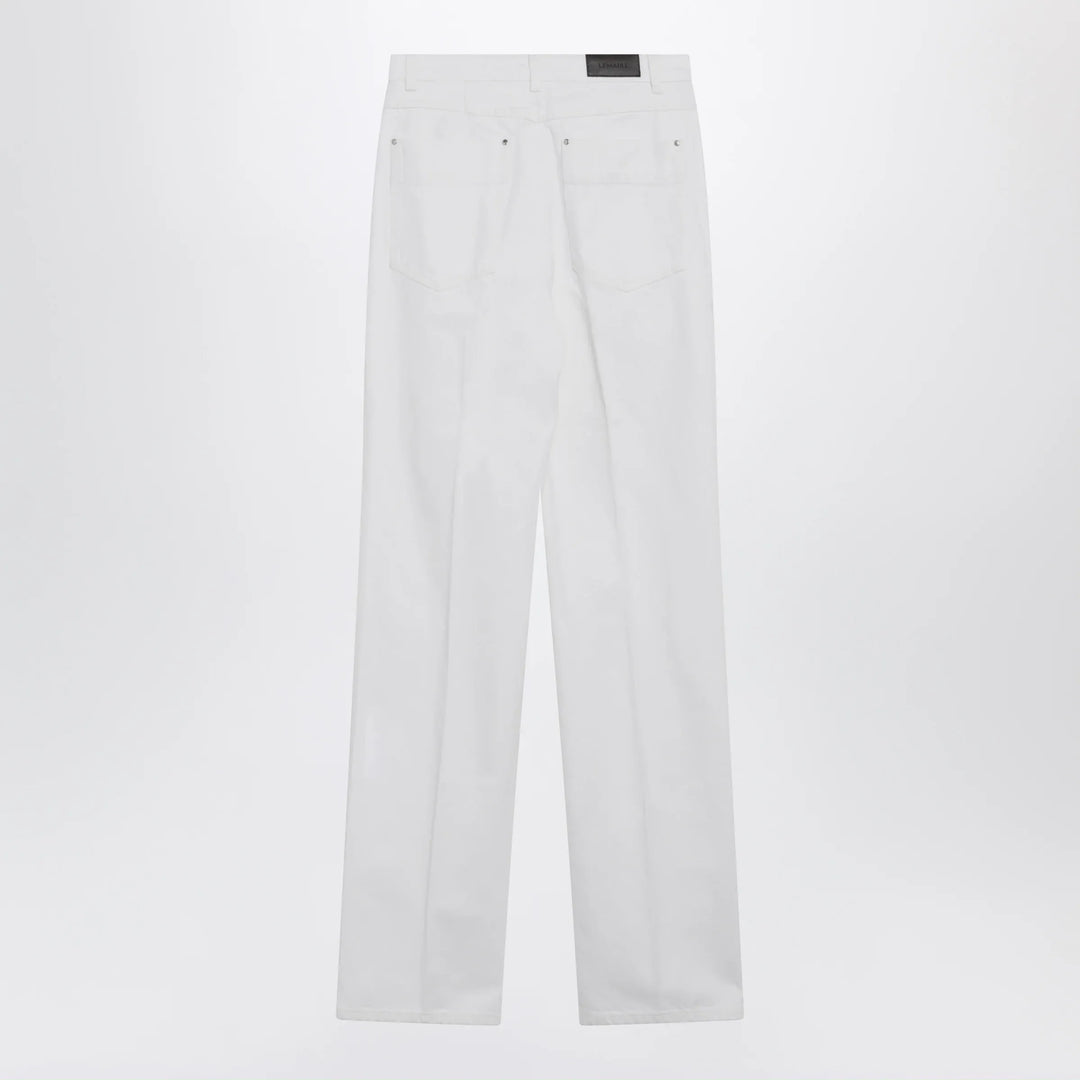 LEMAIRE - High-waisted straight-leg jeans with belt in white denim Brand Apparel &amp; Accessories > Clothing > Pants