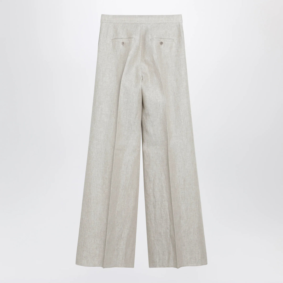 Max Mara - Wide-leg trousers in brown/grey linen drill Brand Apparel &amp; Accessories > Clothing > Pants
