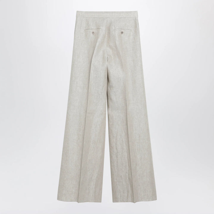 Max Mara - Wide-leg trousers in brown/grey linen drill Brand Apparel &amp; Accessories > Clothing > Pants