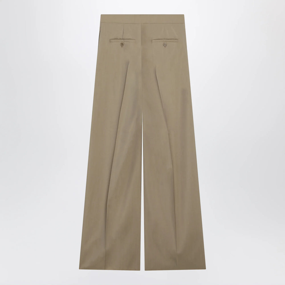 Max Mara - Wide-leg trousers in sand-colored wool and silk poplin Brand Apparel & Accessories > Clothing > Pants 42  IT