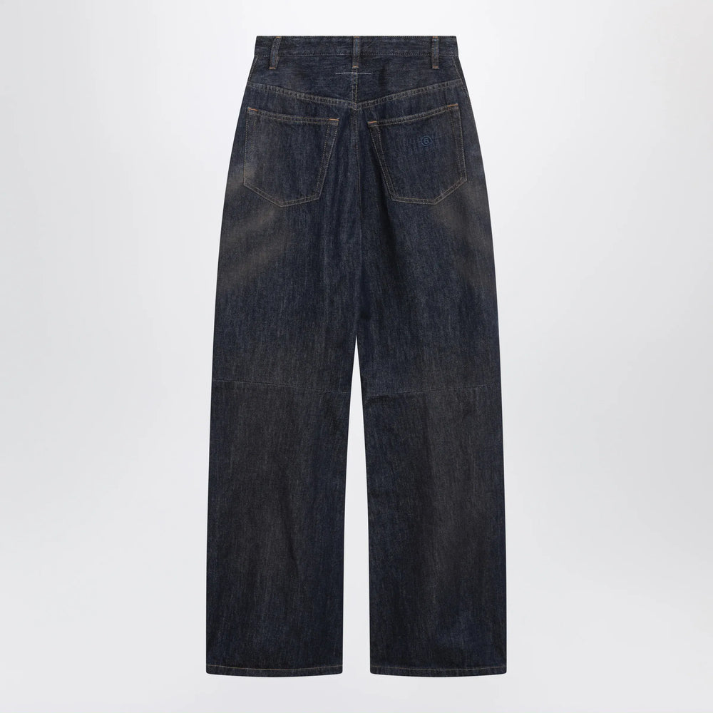 MM6 Maison Margiela - Dark blue wide-leg jeans with worn effect Brand Apparel & Accessories > Clothing > Pants