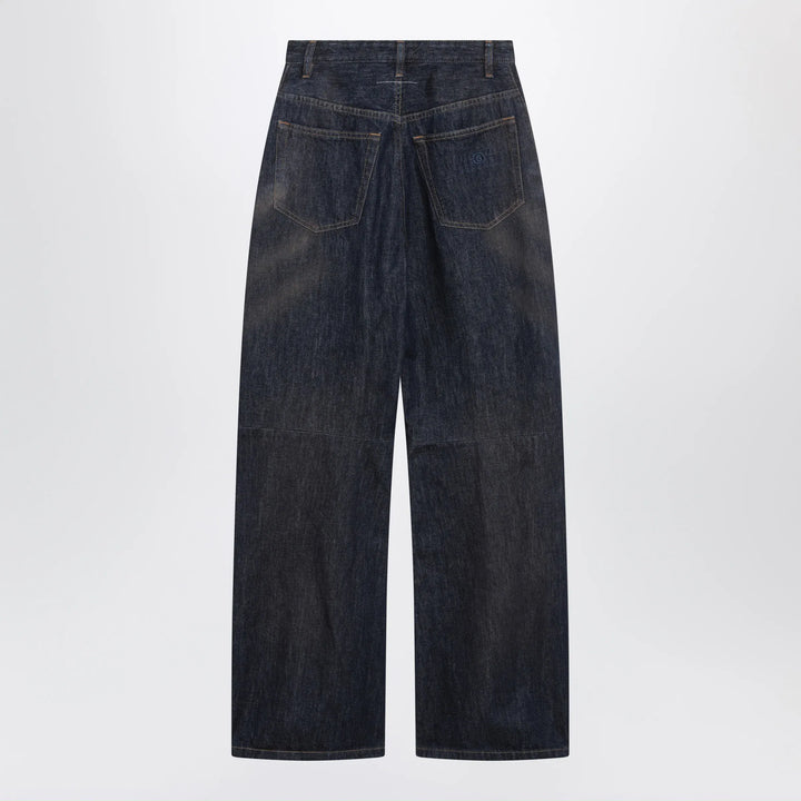 MM6 Maison Margiela - Dark blue wide-leg jeans with worn effect Brand Apparel &amp; Accessories > Clothing > Pants