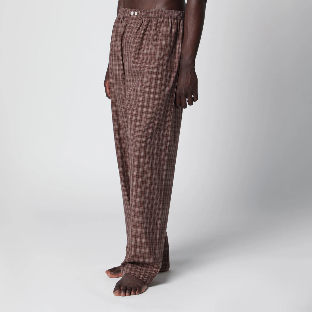 Tekla - Serra-colored cotton pajama pants with check pattern Brand Apparel &amp; Accessories > Clothing > Pants