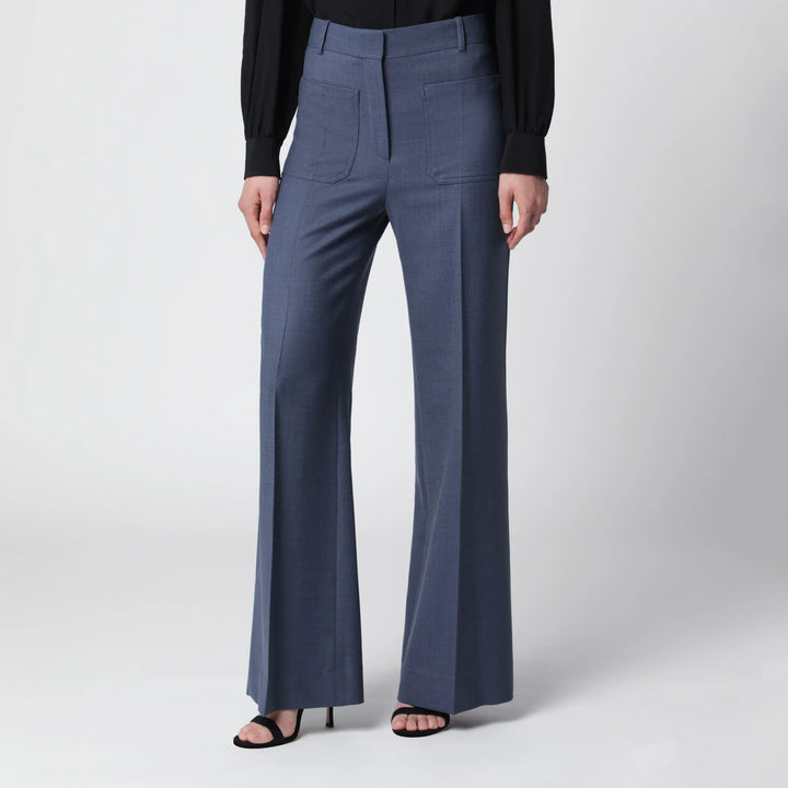 Victoria Beckham - Alina trousers in blue mélange wool blend Brand Apparel &amp; Accessories > Clothing > Pants 6 UK