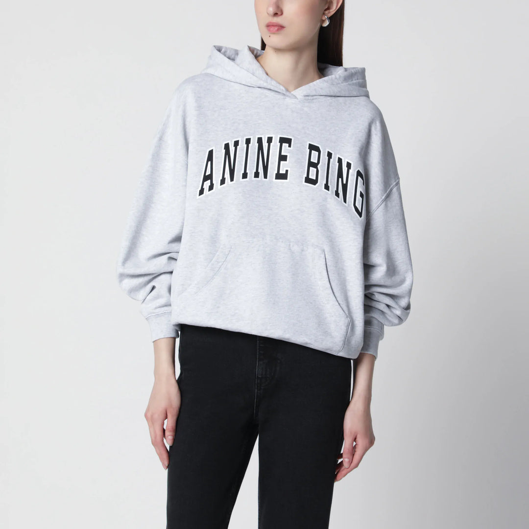 ANINE BING - Harvey New Classic oversized cotton hoodie in grey Brand Apparel &amp; Accessories > Clothing > Shirts &amp; Tops XS