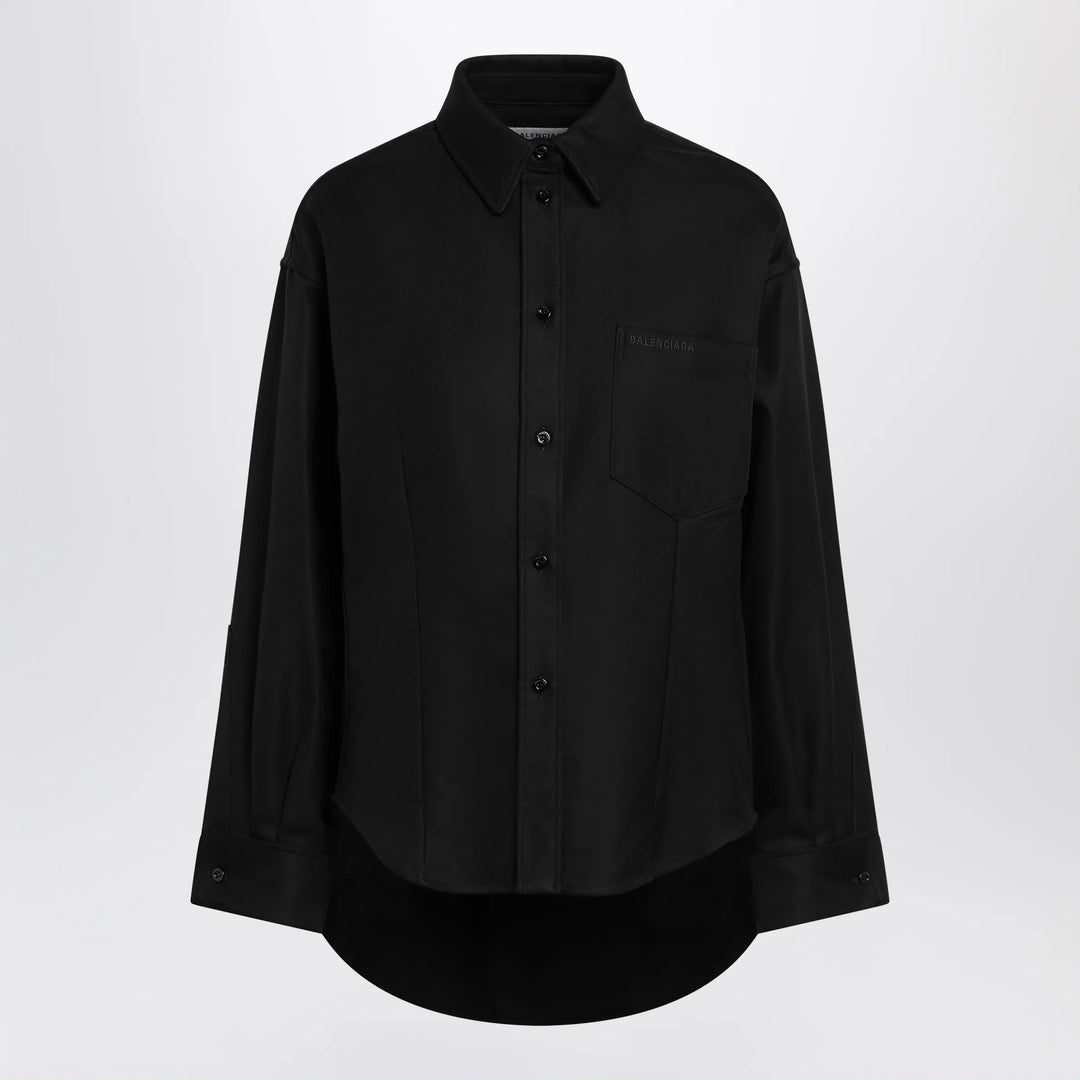Balenciaga - Classic cocoon shirt in double cotton, black Brand Apparel &amp; Accessories > Clothing > Shirts &amp; Tops 36  FR