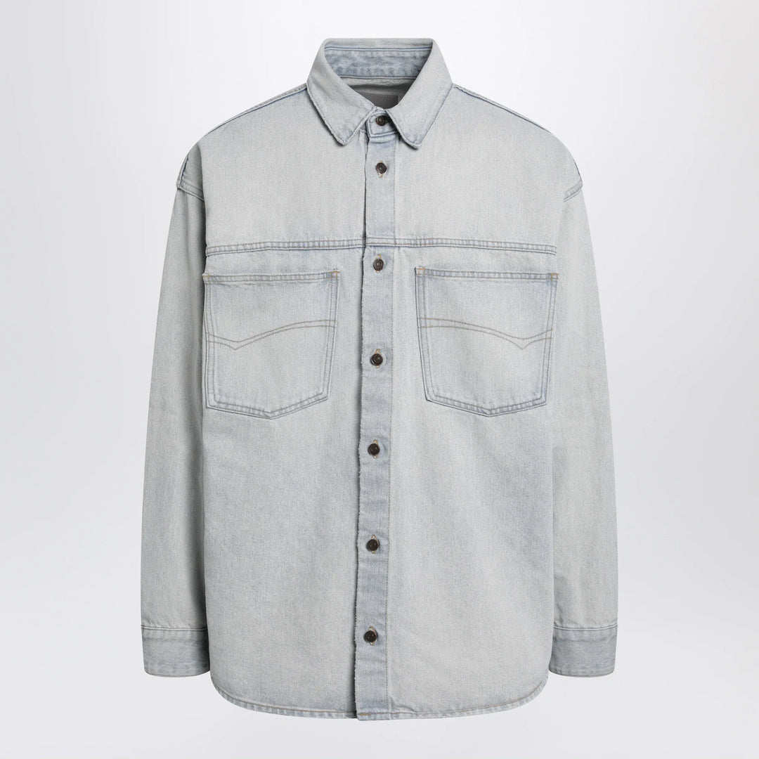 Balenciaga - Light blue cotton denim shirt Brand Apparel &amp; Accessories > Clothing > Shirts &amp; Tops