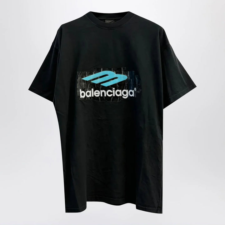 Balenciaga - Oversized washed black 3B T-shirt Brand Apparel &amp; Accessories > Clothing > Shirts &amp; Tops XL