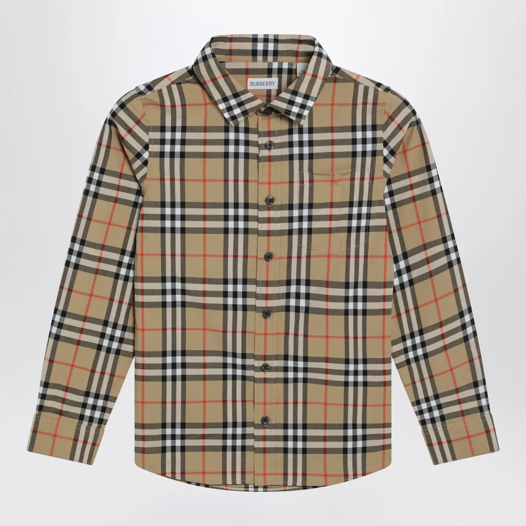 Burberry - Cotton shirt with Check motif Brand Apparel & Accessories > Clothing > Shirts & Tops 12Y