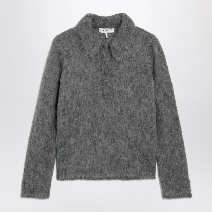 Chloé - Smoke grey alpaca-blend cardigan Brand Apparel &amp; Accessories > Clothing > Shirts &amp; Tops M