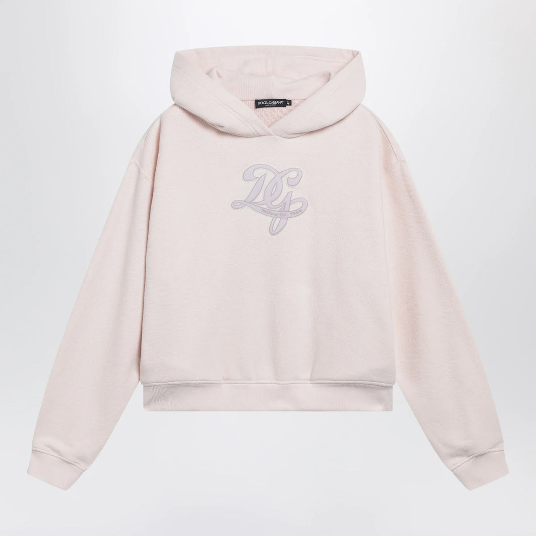 Dolce&amp;Gabbana - Embroidered hoodie in pink cotton blend Brand Apparel &amp; Accessories > Clothing > Shirts &amp; Tops 42  IT