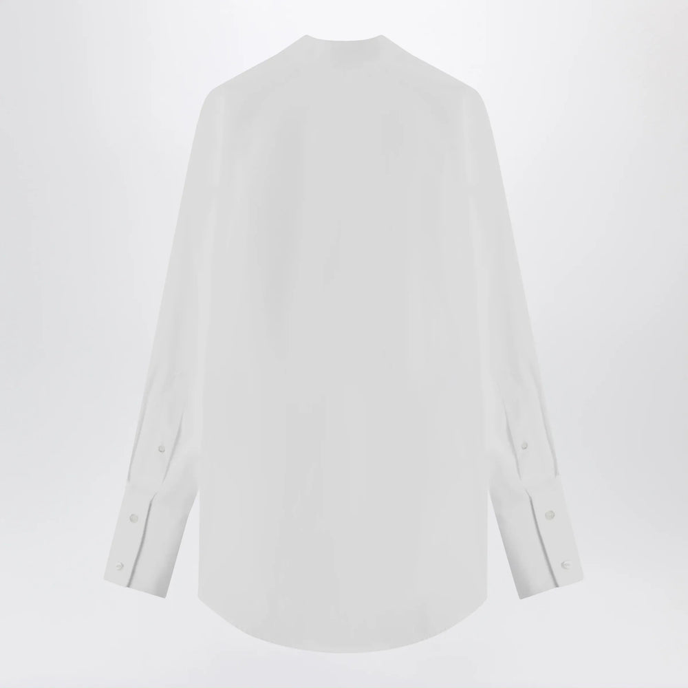 Maison Margiela - Deep V-neck cotton poplin shirt in white Brand Apparel & Accessories > Clothing > Shirts & Tops