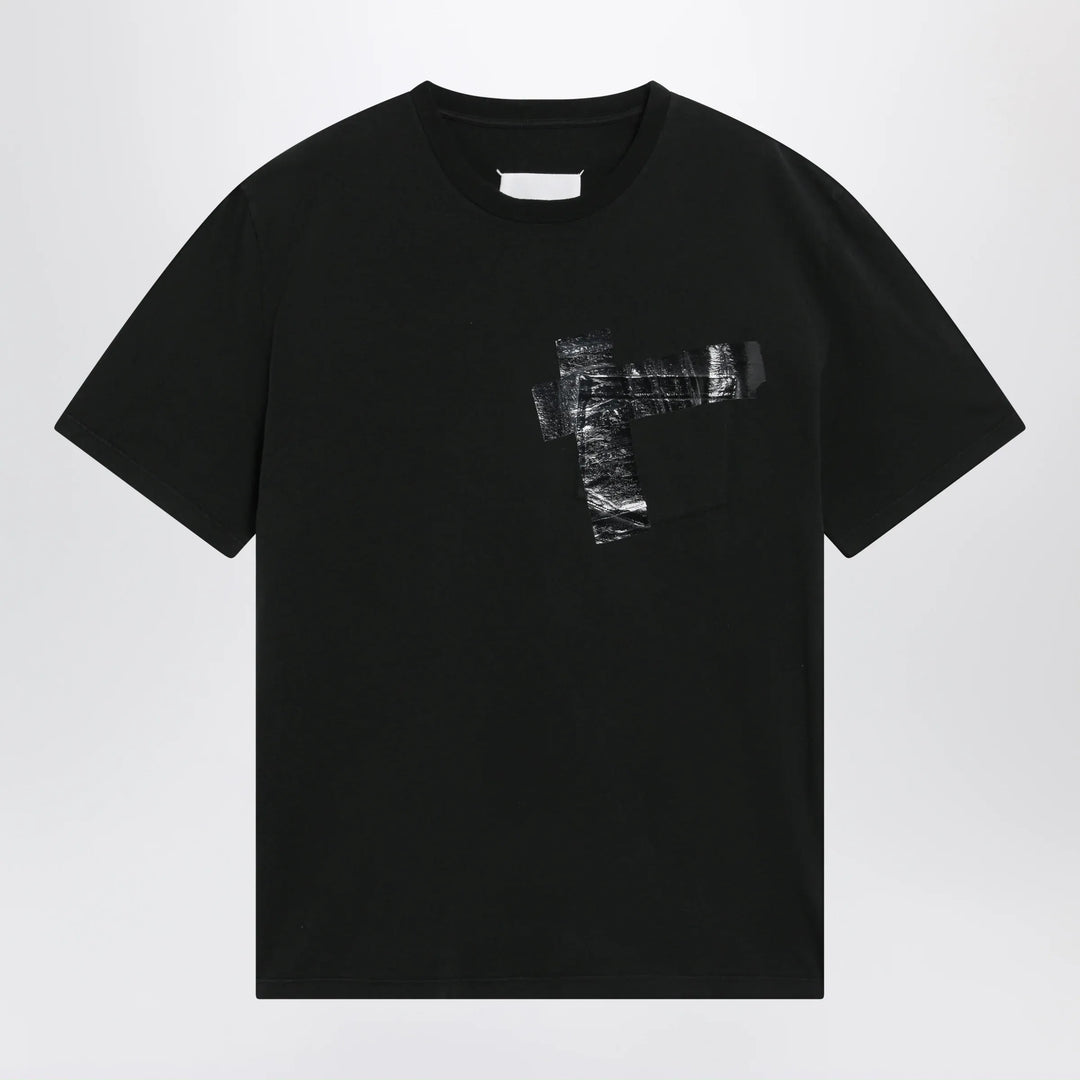 Maison Margiela - Taped cotton jersey T-shirt in black Brand Apparel & Accessories > Clothing > Shirts & Tops S