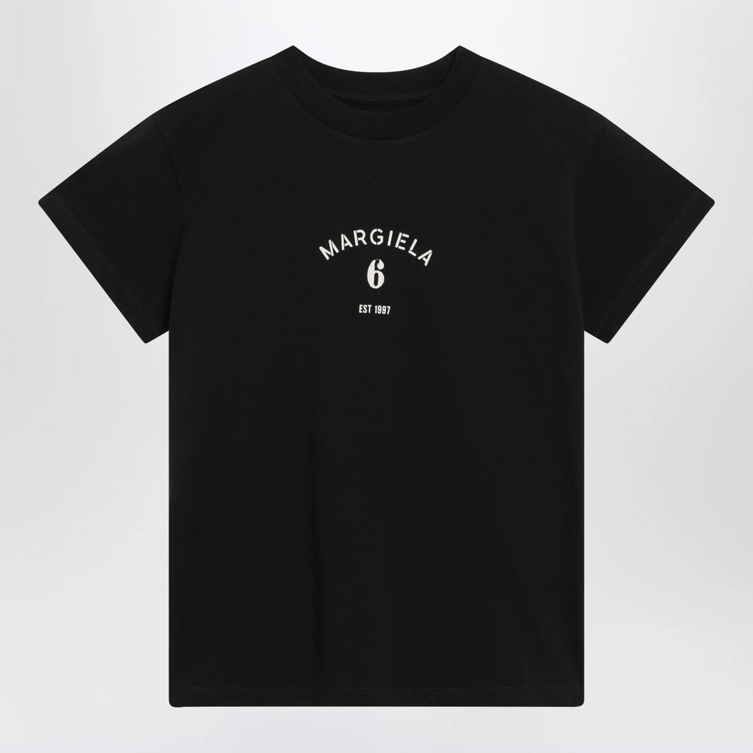 MM6 Maison Margiela - Black T-shirt with logo print Brand Apparel & Accessories > Clothing > Shirts & Tops XS