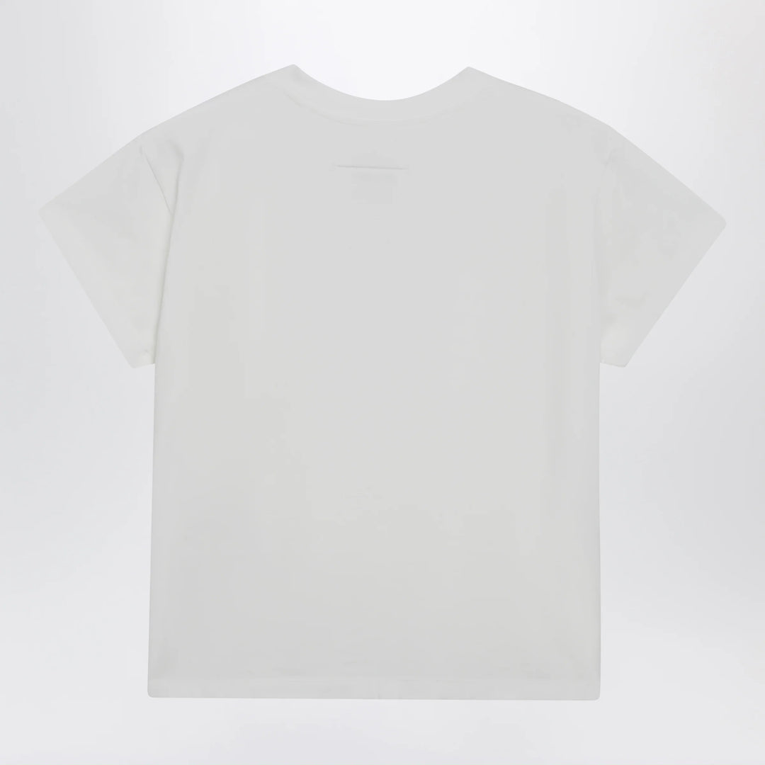 MM6 Maison Margiela - Off-white cotton jersey T-shirt with numeric embroidery Brand Apparel &amp; Accessories > Clothing > Shirts &amp; Tops