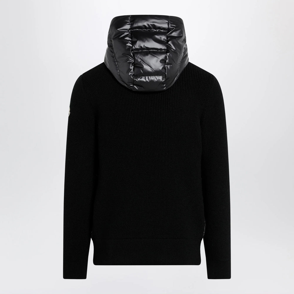 Moncler - Black padded wool zip-up hoodie Brand Apparel & Accessories > Clothing > Shirts & Tops