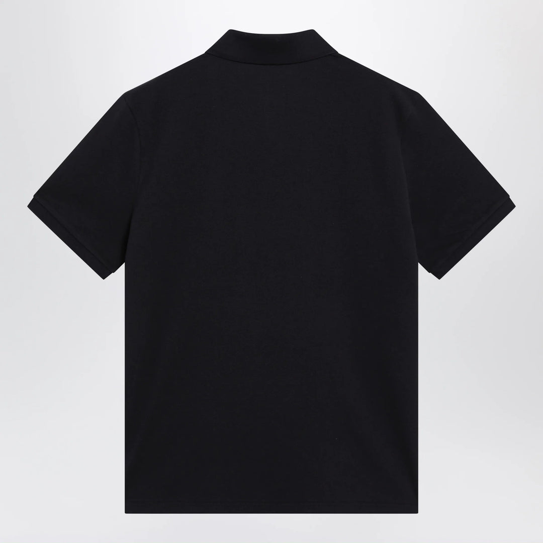 Moncler - Blue cotton polo shirt with triple crest logo patch Brand Apparel &amp; Accessories > Clothing > Shirts &amp; Tops