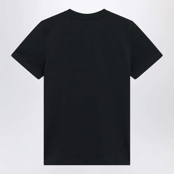 Moncler - Navy blue T-shirt with logo embroidery Brand Apparel &amp; Accessories > Clothing > Shirts &amp; Tops S