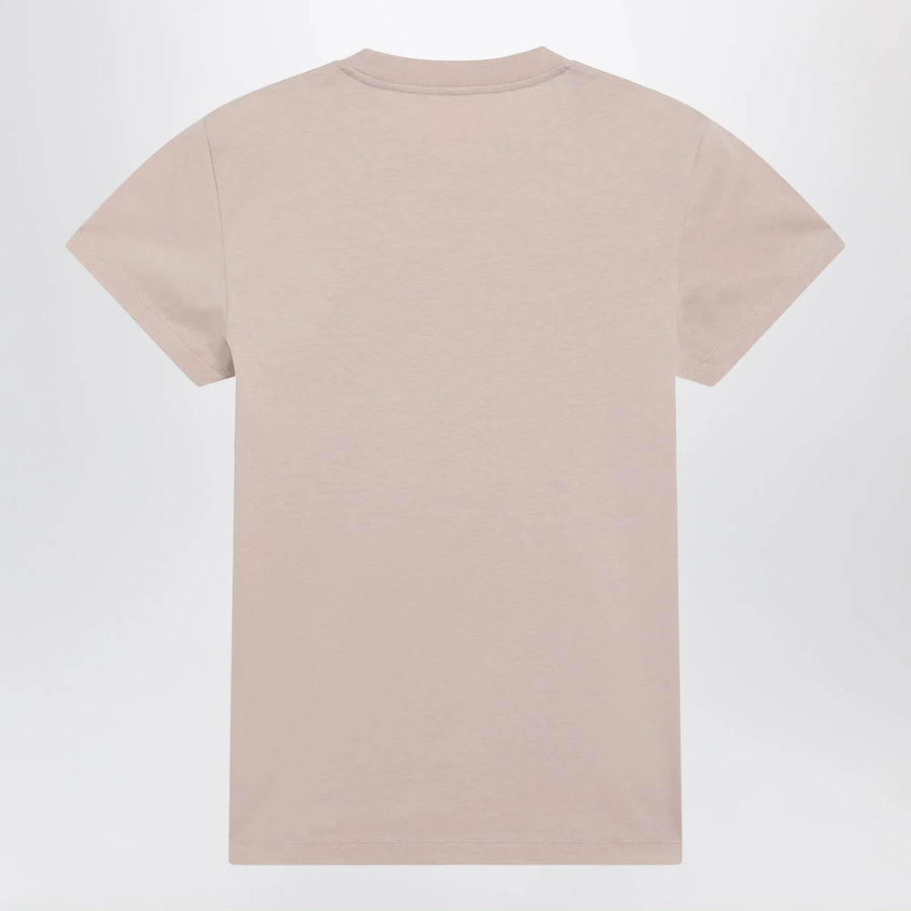 Moncler - Pink T-shirt with logo embroidery Brand Apparel & Accessories > Clothing > Shirts & Tops
