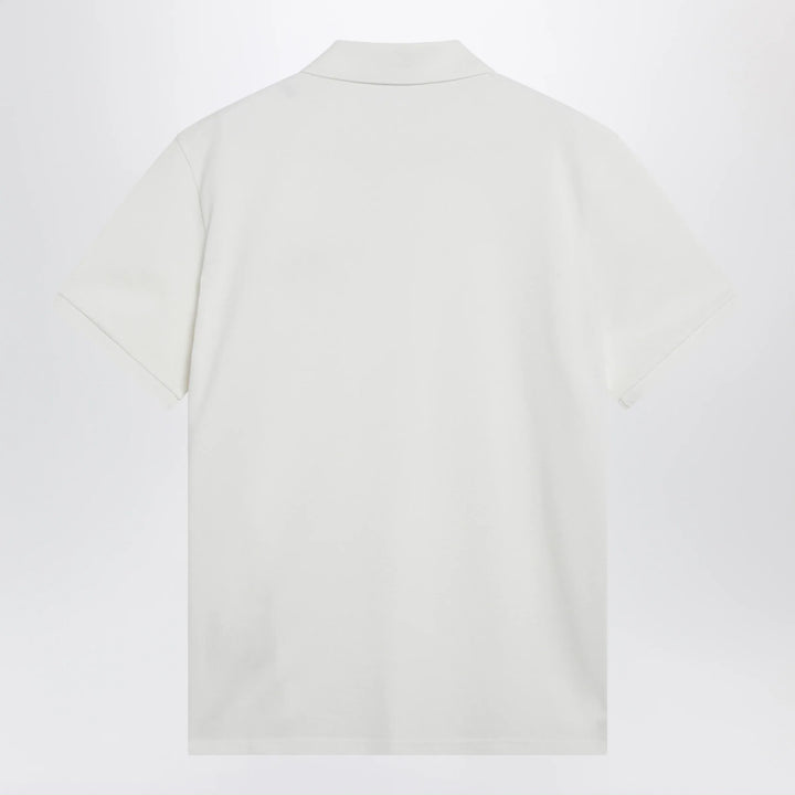 Moncler - White cotton polo shirt with triple crest logo patch Brand Apparel &amp; Accessories > Clothing > Shirts &amp; Tops