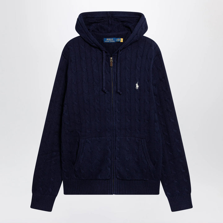 Polo Ralph Lauren - Navy blue cotton cable-knit zip-up cardigan Brand Apparel &amp; Accessories > Clothing > Shirts &amp; Tops S